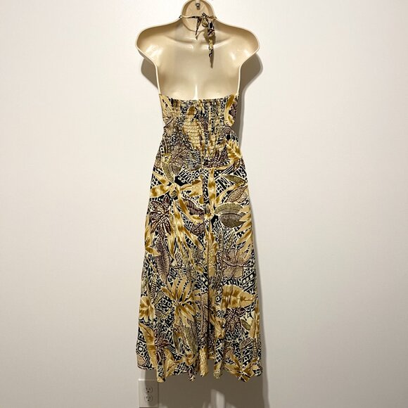 Studio 1940 Womens Halter Midi Dress Sz 12 Neutral Island Resort Vacation Cruise - Picture 2 of 9